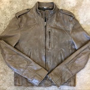 Men’s William Rast Leather Bomber Jacket